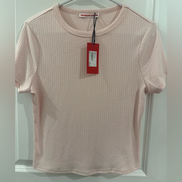 Mixology Tops - Brooklyn Karma Pink Ribbed Short Sleeve Top